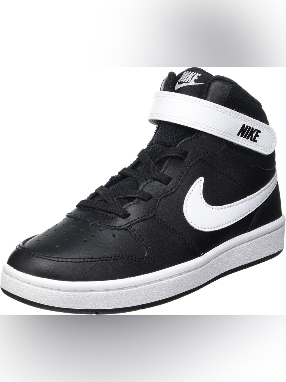 Nike Kids Court Borough Mid 2 Hi-Top Sneaker Black/White - Picture 1 of 4